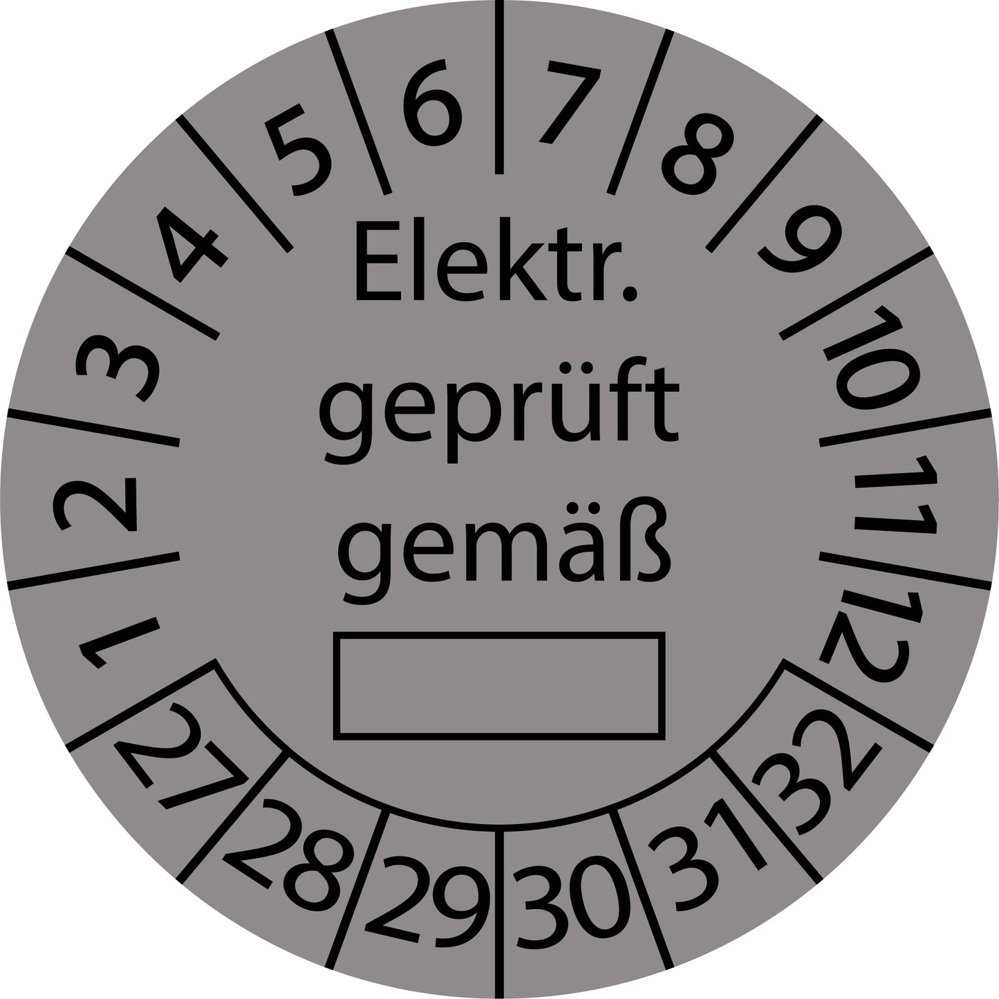 Mehrjahresprüfetiketten, Elektrisch geprüft gemäß ..., Startjahr: 2027 aus Papier oder Plastik