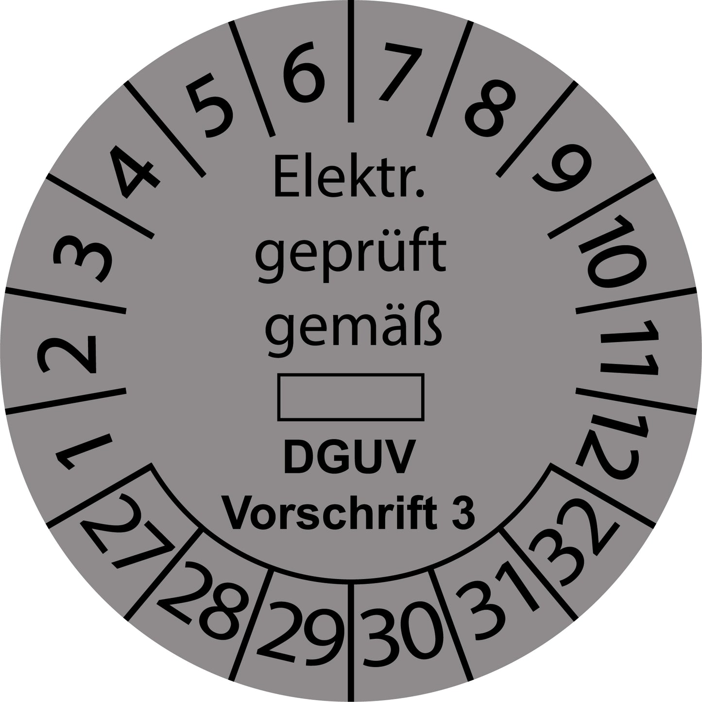 Mehrjahresprüfetiketten, Elektrisch geprüft gemäß ..., DGUV Vorschrift 3, Startjahr: 2027 aus Papier oder Plastik
