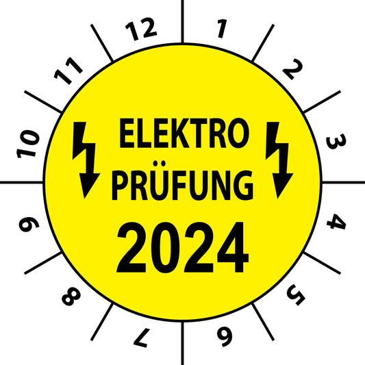 Einjahresprüfetiketten, Elektroprüfung, Startjahr: 2024 aus Papier oder Plastik