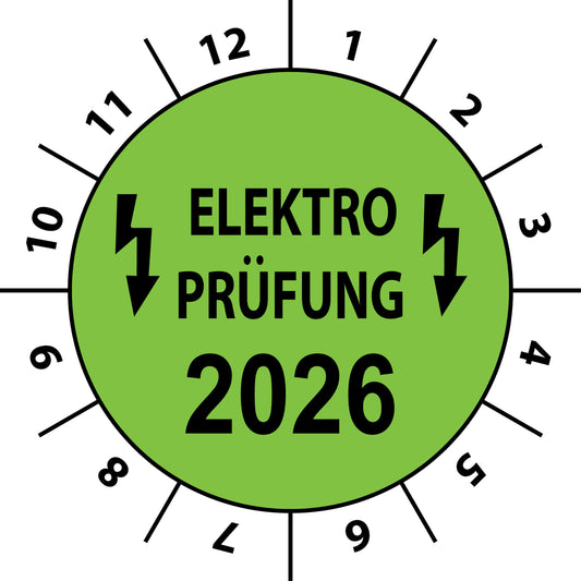 Einjahresprüfetiketten, Elektroprüfung, Startjahr: 2026 aus Papier oder Plastik