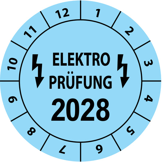 Einjahresprüfetiketten, Elektroprüfung, Startjahr: 2028 aus Papier oder Plastik