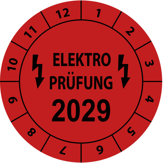 Einjahresprüfetiketten, Elektroprüfung, Startjahr: 2029 aus Papier oder Plastik