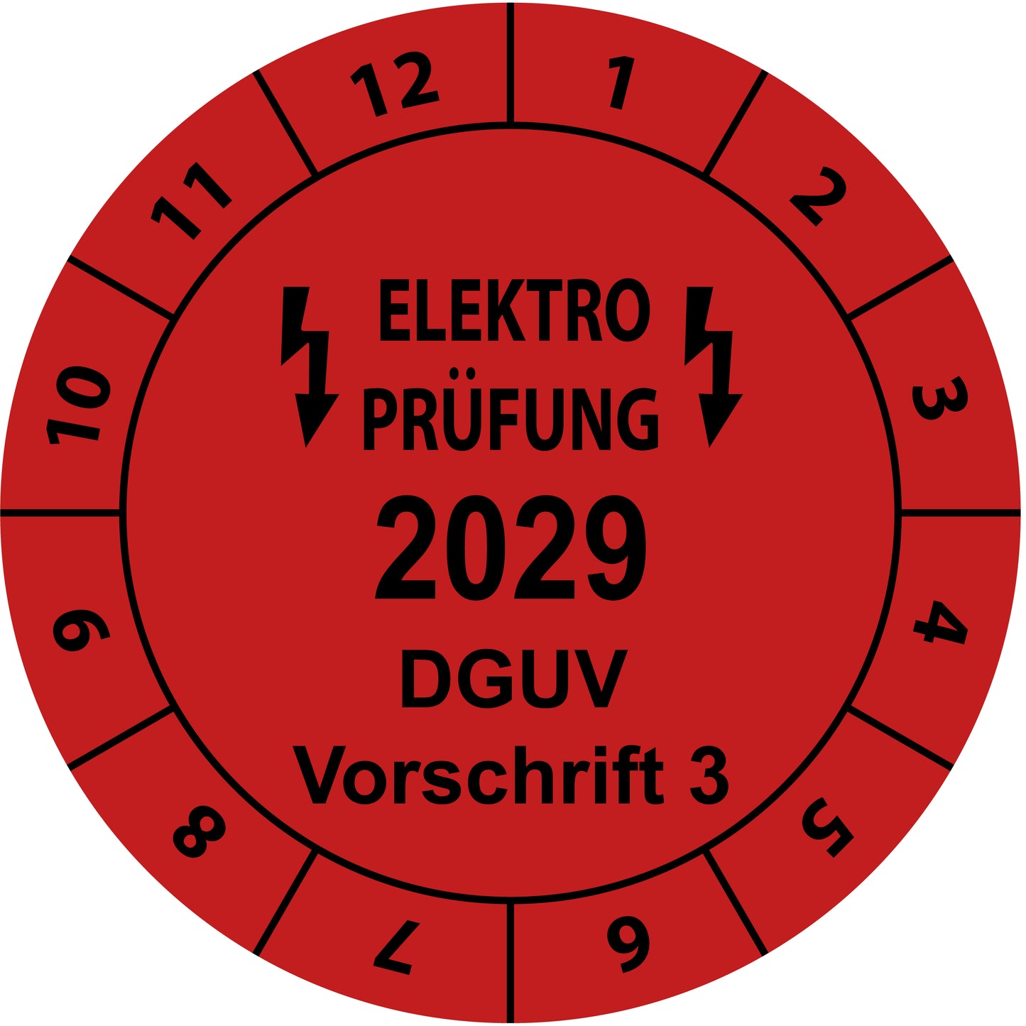 Einjahresprüfetiketten, Elektroprüfung, DGUV Vorschrift 3, Startjahr: 2029 aus Papier oder Plastik