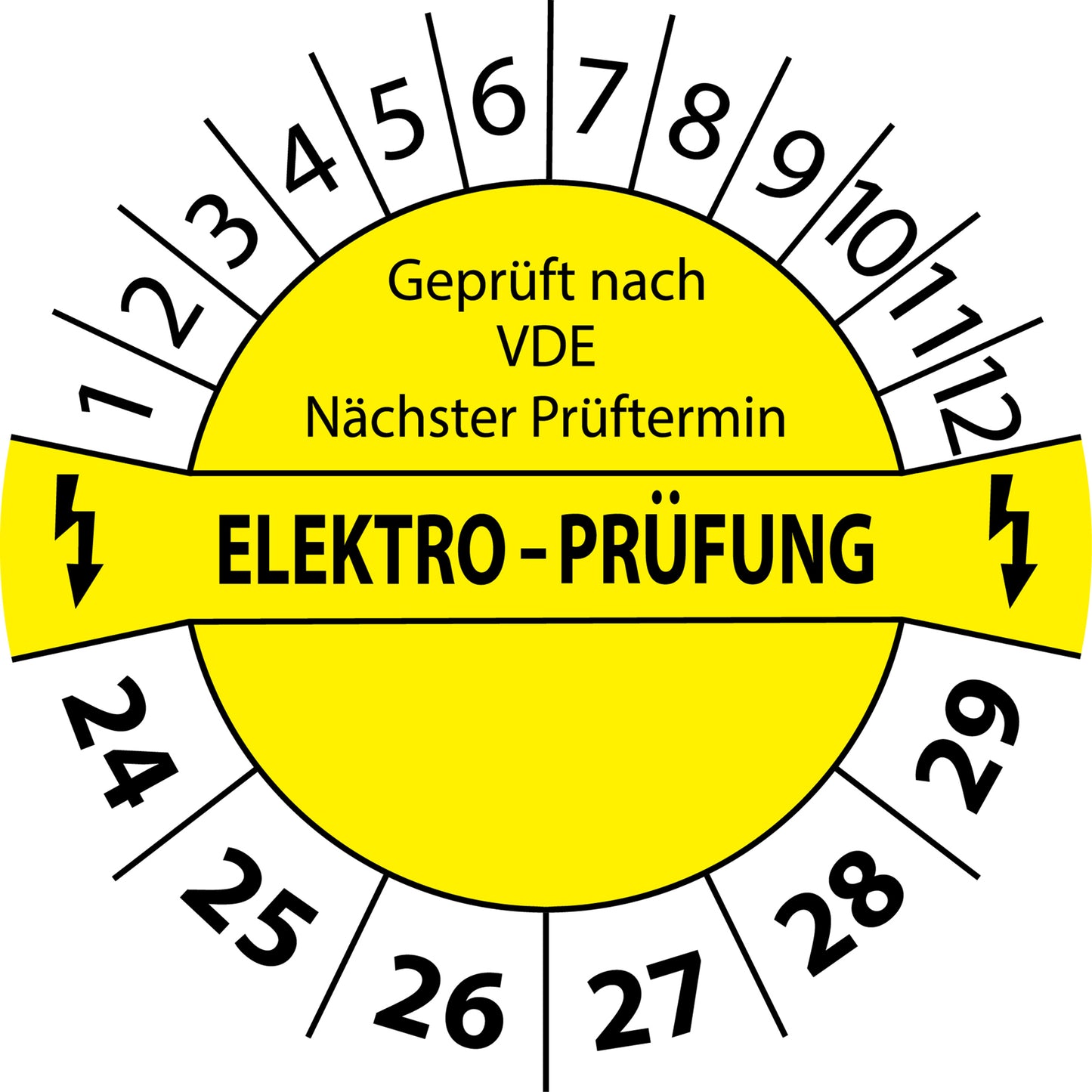 Mehrjahresprüfetiketten, Elektroprüfung nächster Prüftermin, Startjahr: 2024 aus Papier oder Plastik