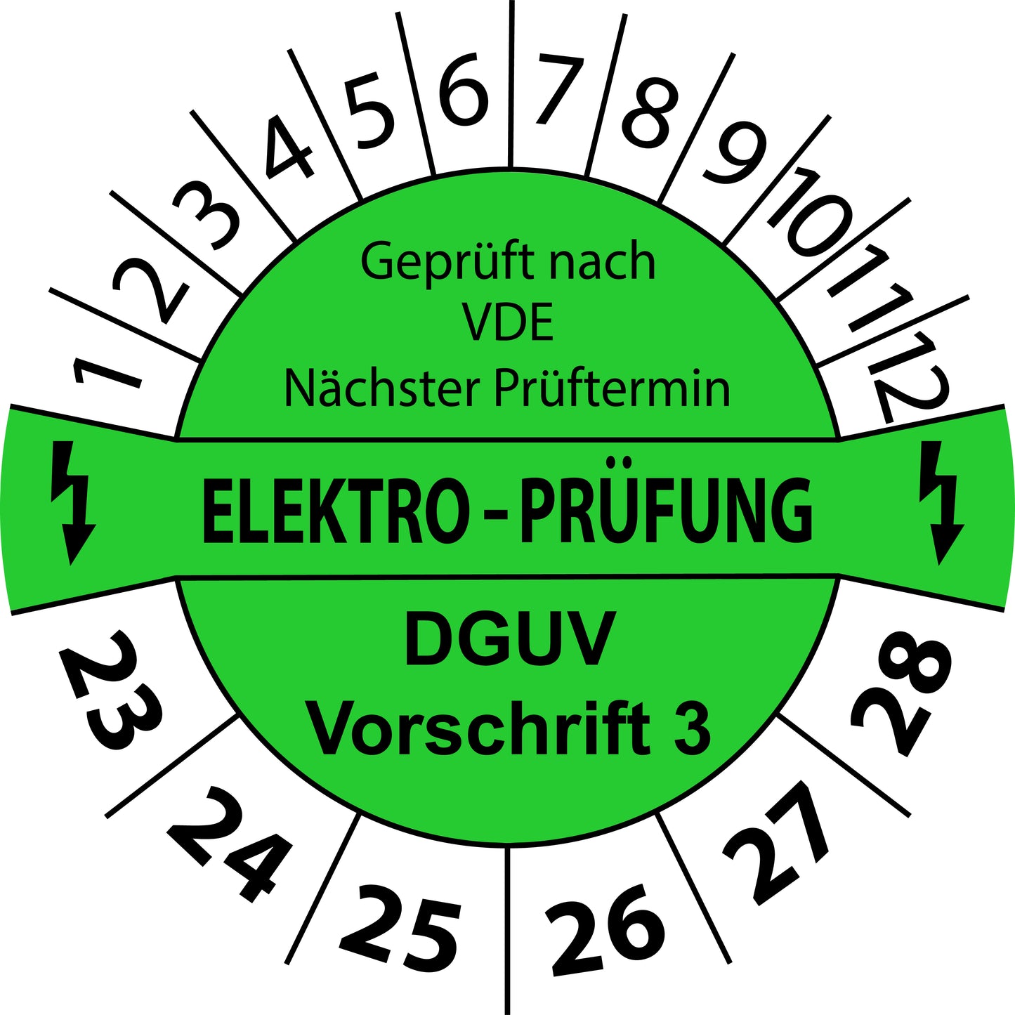 Mehrjahresprüfetiketten, Geprüft nach VDE, Nächster Prüftermin, Elektroprüfung, DGUV Vorschrift 3, Startjahr: 2023 aus Papier oder Plastik