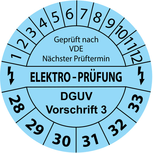 Mehrjahresprüfetiketten, Geprüft nach VDE, Nächster Prüftermin, Elektroprüfung, DGUV Vorschrift 3, Startjahr: 2028 aus Papier oder Plastik