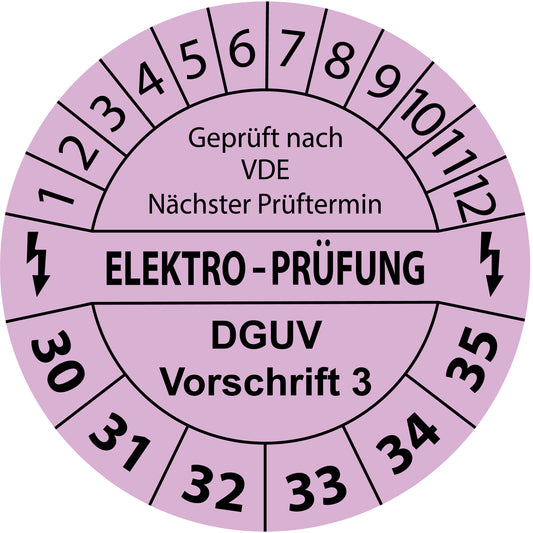 Mehrjahresprüfetiketten, Geprüft nach VDE, Nächster Prüftermin, Elektroprüfung, DGUV Vorschrift 3, Startjahr: 2030 aus Papier oder Plastik