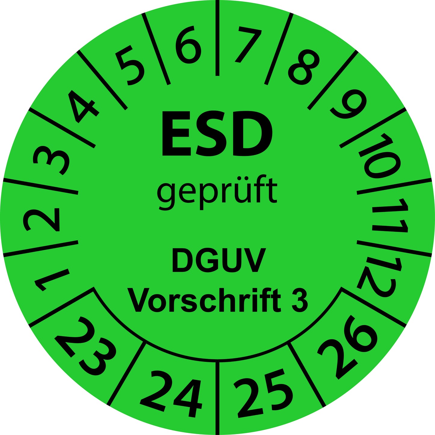 Mehrjahresprüfetiketten, ESD geprüft, DGUV Vorschrift 3, Startjahr: 2023 aus Papier oder Plastik