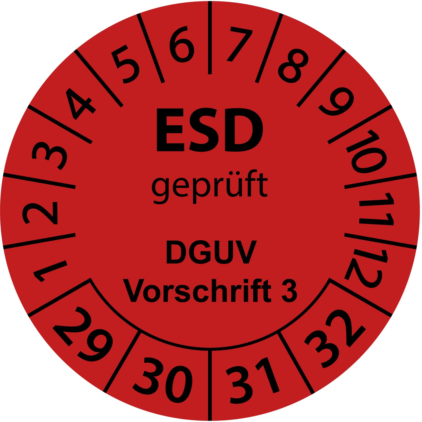 Mehrjahresprüfetiketten, ESD geprüft, DGUV Vorschrift 3, Startjahr: 2029 aus Papier oder Plastik