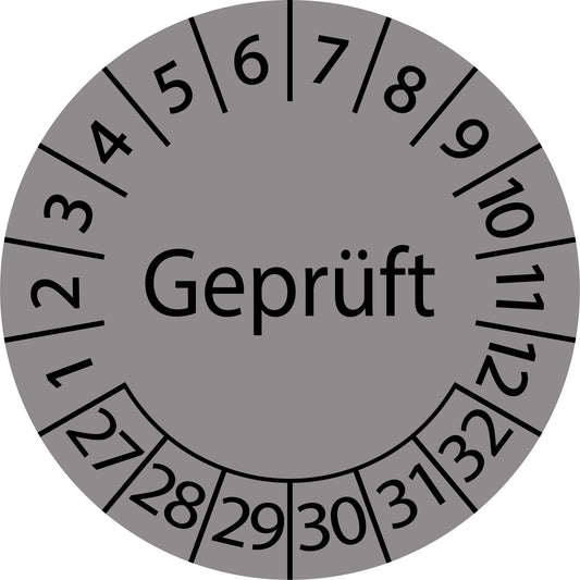 Mehrjahresprüfetiketten, Geprüft, Startjahr: 2027 aus Papier oder Plastik