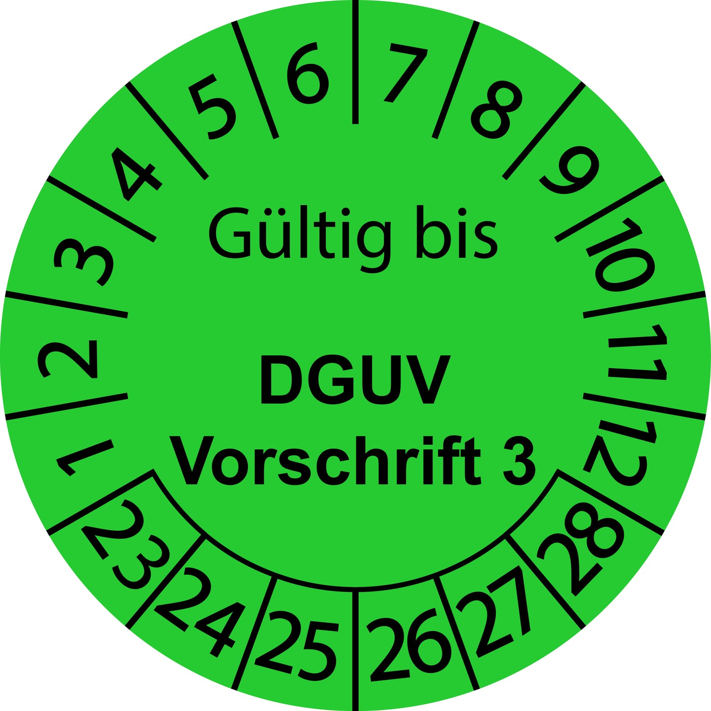 Mehrjahresprüfetiketten, Gültig bis, DGUV Vorschrift 3, Startjahr: 2023 aus Papier oder Plastik
