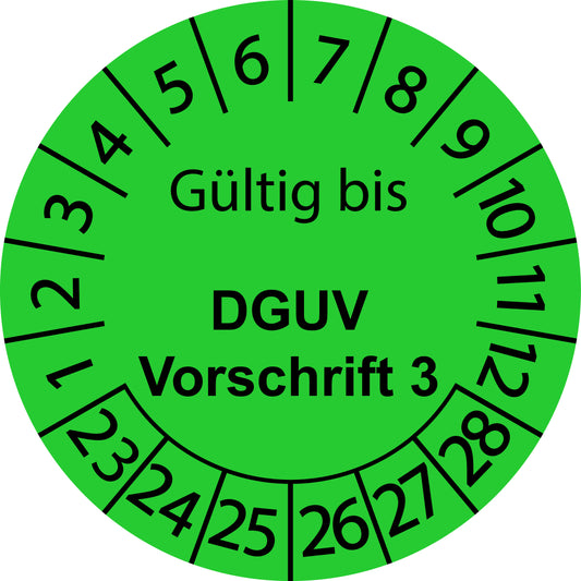 Mehrjahresprüfetiketten, Gültig bis, DGUV Vorschrift 3, Startjahr: 2023 aus Papier oder Plastik