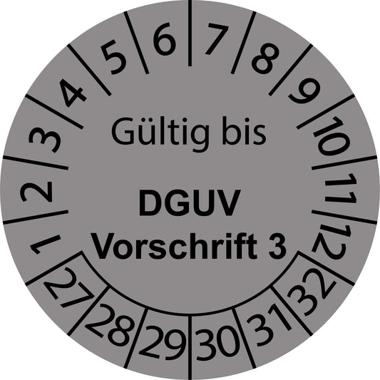 Mehrjahresprüfetiketten, Gültig bis, DGUV Vorschrift 3, Startjahr: 2027 aus Papier oder Plastik