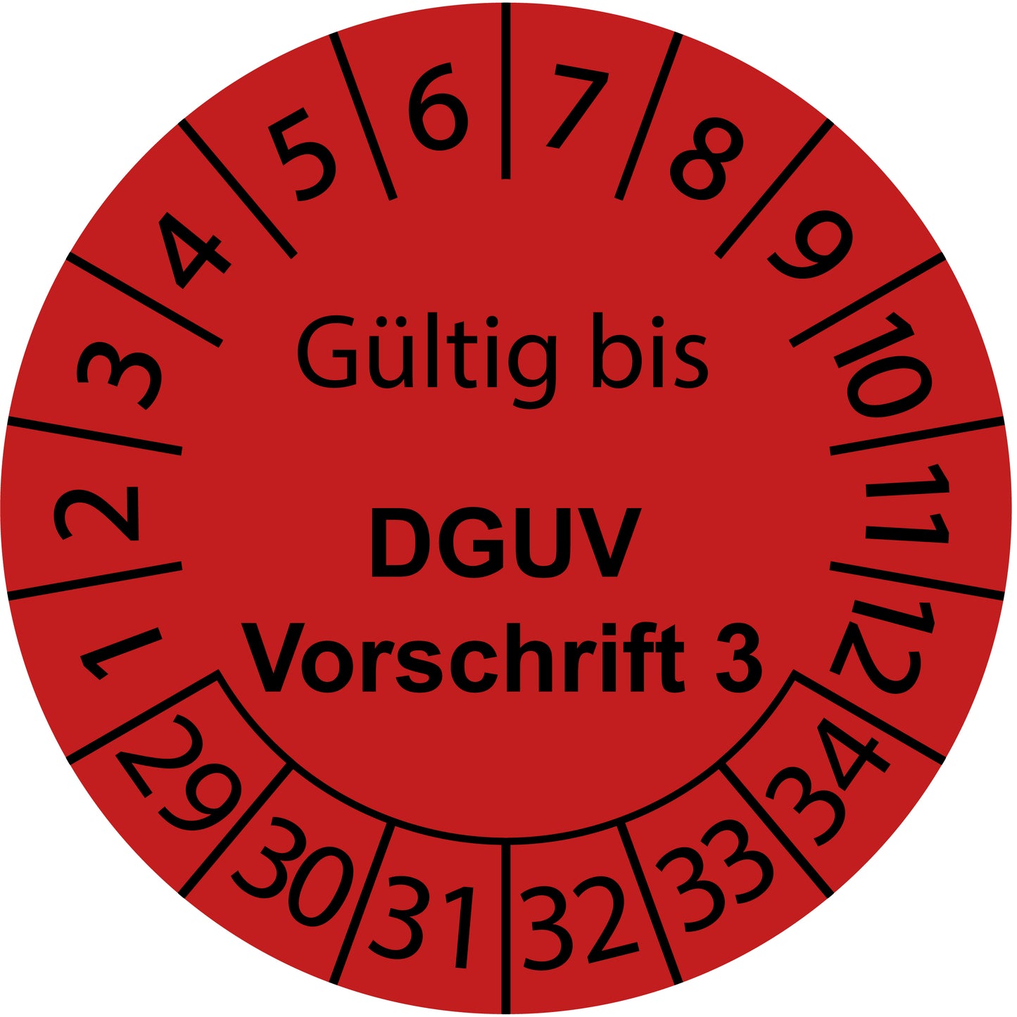 Mehrjahresprüfetiketten, Gültig bis, DGUV Vorschrift 3, Startjahr: 2029 aus Papier oder Plastik