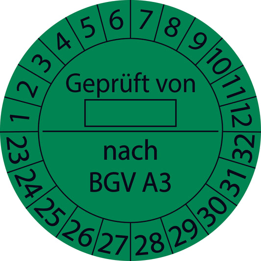 Prüfetiketten, Geprüft von .... nach BGV A3, Startjahr: 2023 aus Papier oder Plastik