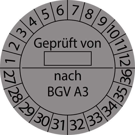 Mehrjahresprüfetiketten, Geprüft von ..., nach BGV A3, Startjahr: 2027 aus Papier oder Plastik