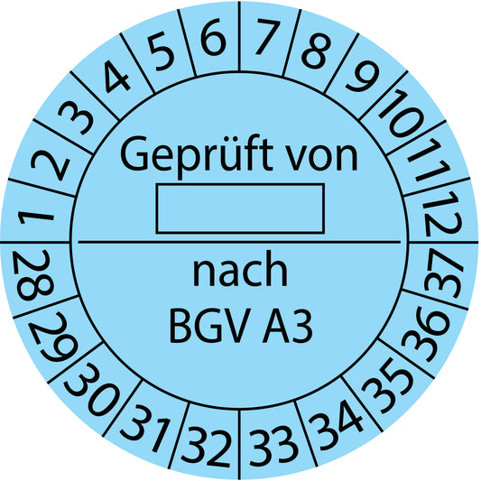 Mehrjahresprüfetiketten, Geprüft von ..., nach BGV A3, Startjahr: 2028 aus Papier oder Plastik
