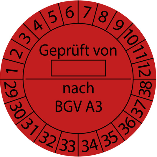 Mehrjahresprüfetiketten, Geprüft von ..., nach BGV A3, Startjahr: 2029 aus Papier oder Plastik