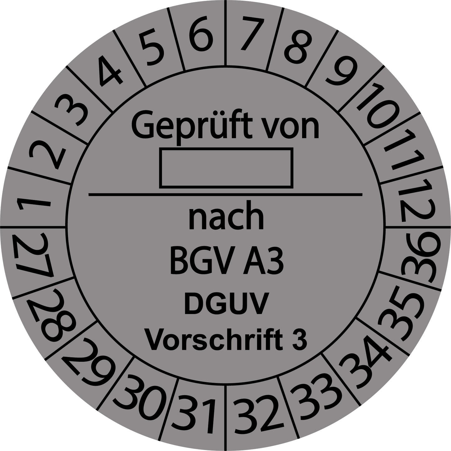 Mehrjahresprüfetiketten, Geprüft von ..., nach BGV A3, DGUV Vorschrift 3, Startjahr: 2027 aus Papier oder Plastik