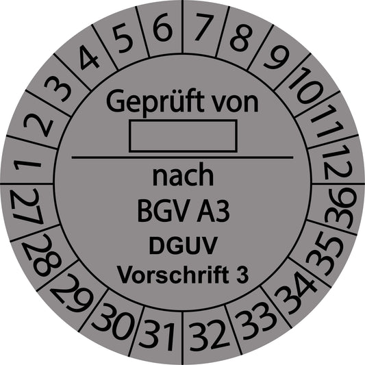 Mehrjahresprüfetiketten, Geprüft von ..., nach BGV A3, DGUV Vorschrift 3, Startjahr: 2027 aus Papier oder Plastik