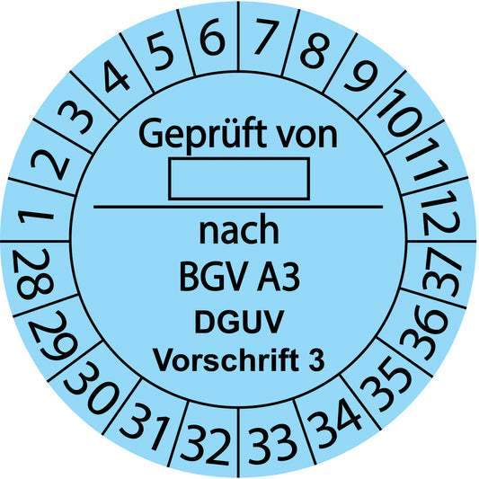 Mehrjahresprüfetiketten, Geprüft von ..., nach BGV A3, DGUV Vorschrift 3, Startjahr: 2028 aus Papier oder Plastik