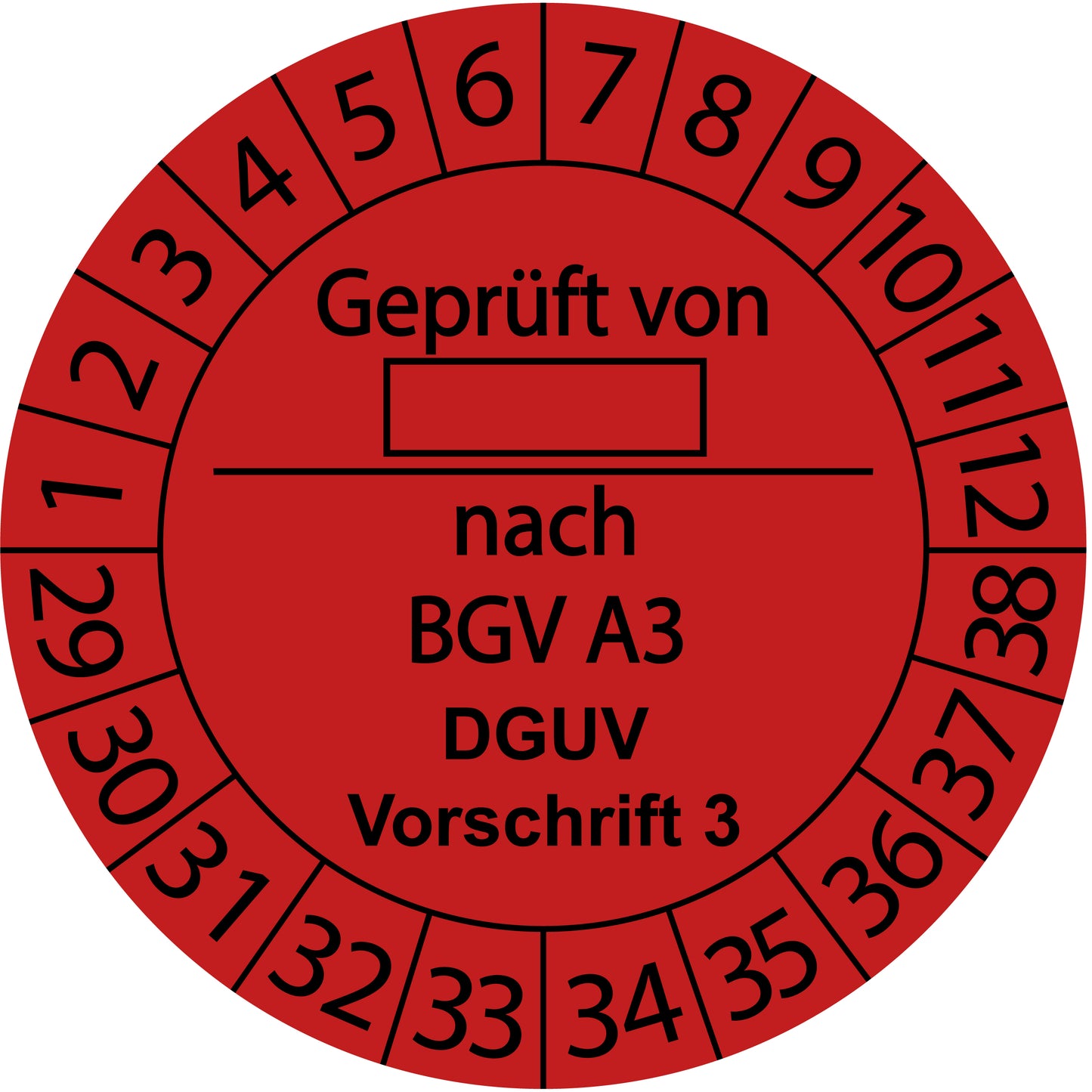 Mehrjahresprüfetiketten, Geprüft von ..., nach BGV A3, DGUV Vorschrift 3, Startjahr: 2029 aus Papier oder Plastik