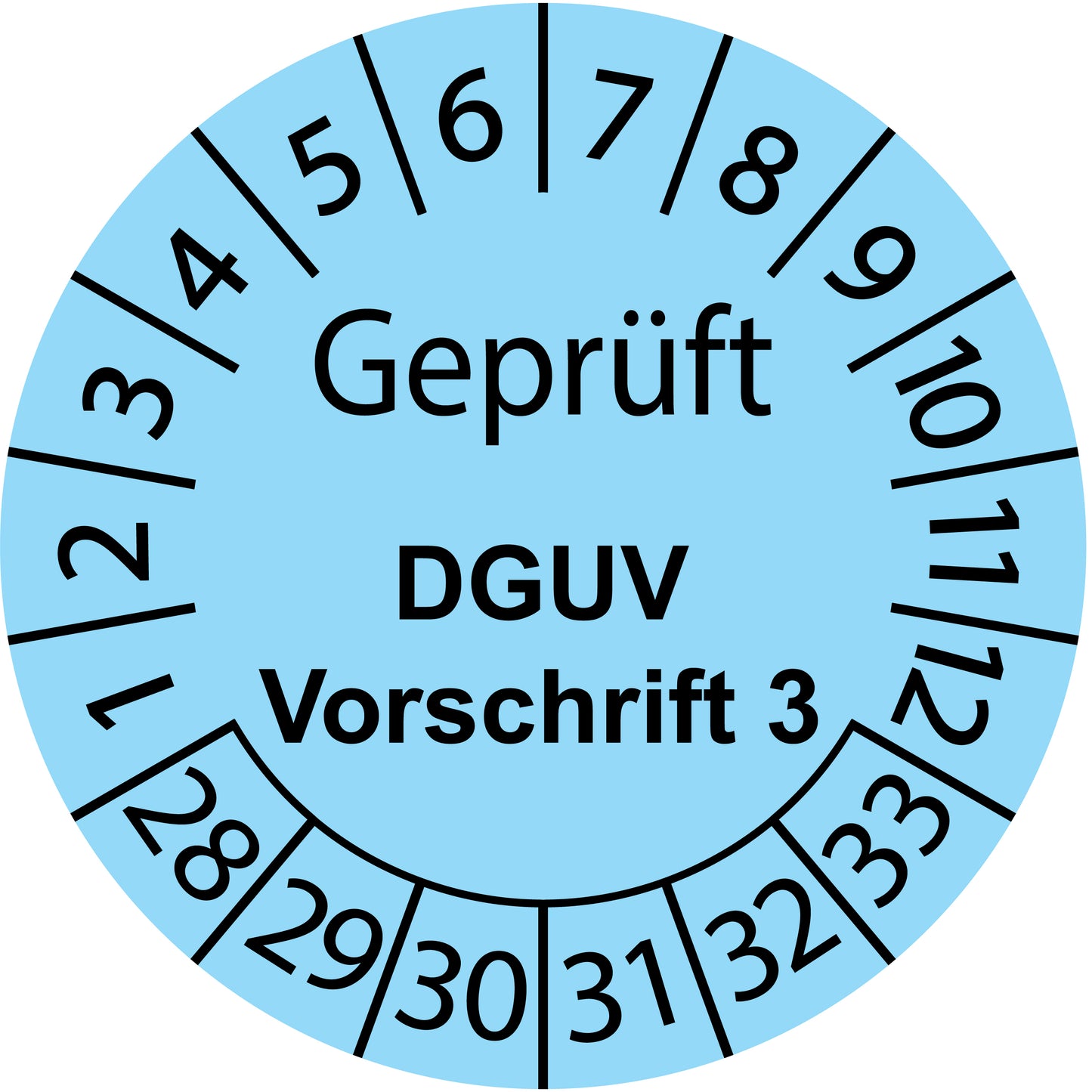 Mehrjahresprüfetiketten, Geprüft, DGUV Vorschrift 3, Startjahr: 2028 aus Papier oder Plastik