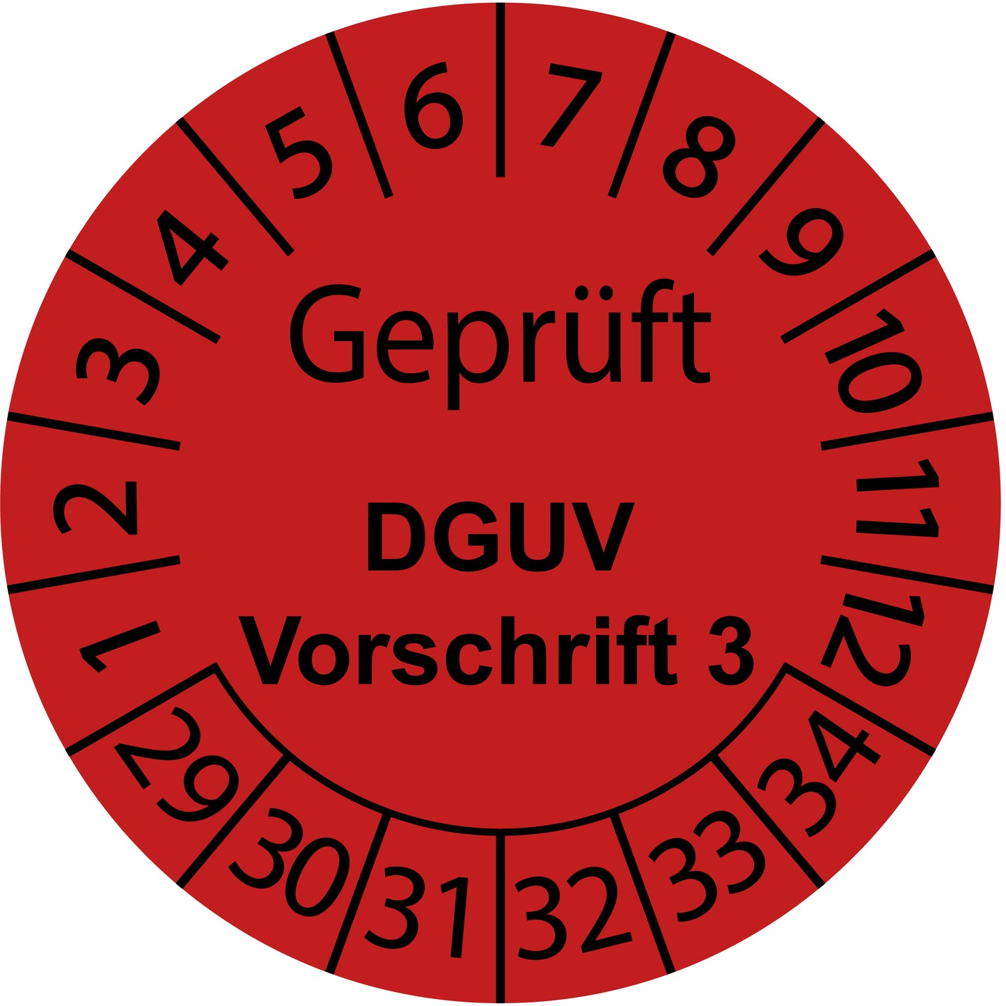 Mehrjahresprüfetiketten, Geprüft, DGUV Vorschrift 3, Startjahr: 2029 aus Papier oder Plastik