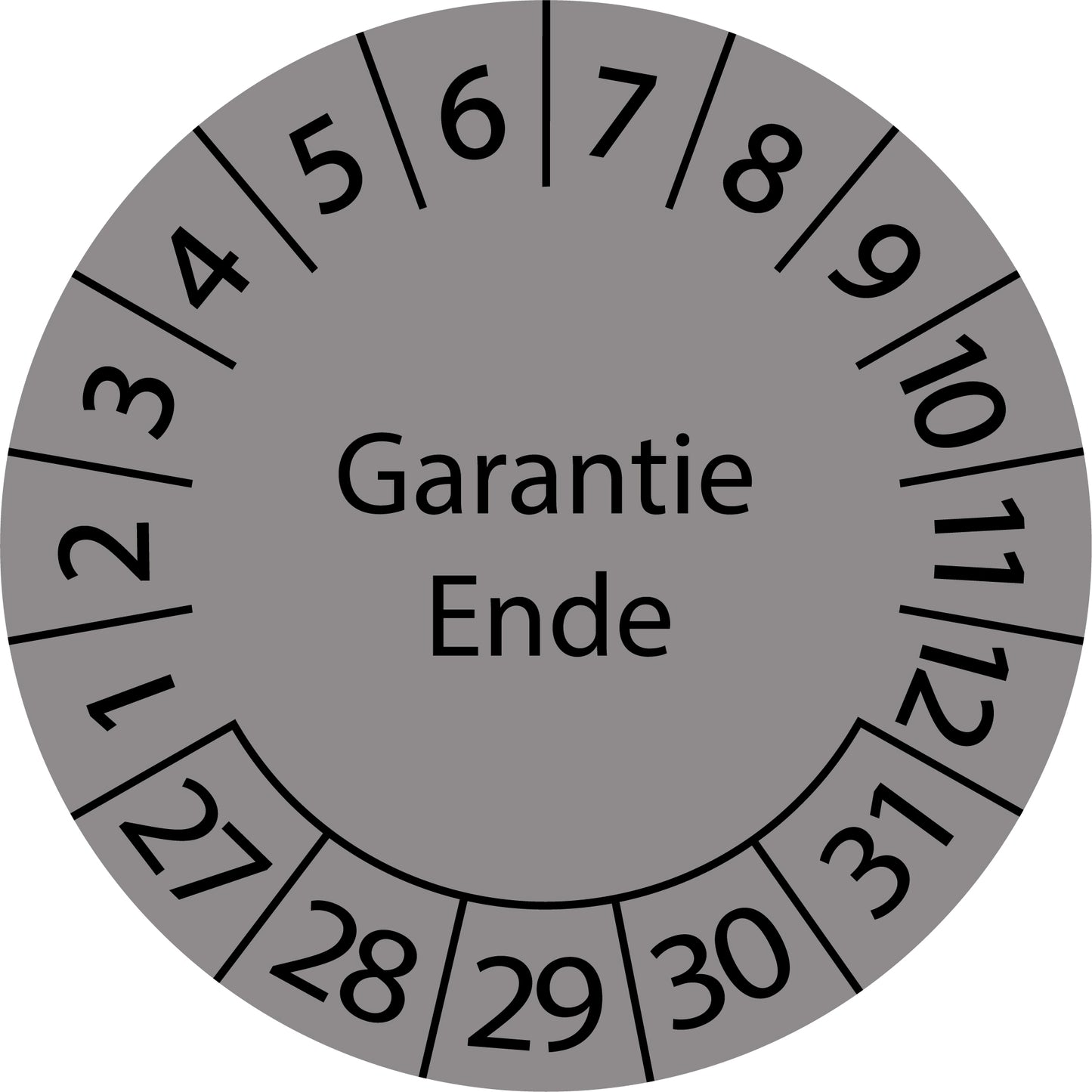 Mehrjahresprüfetiketten, Garantie Ende, Startjahr: 2027 aus Papier oder Plastik