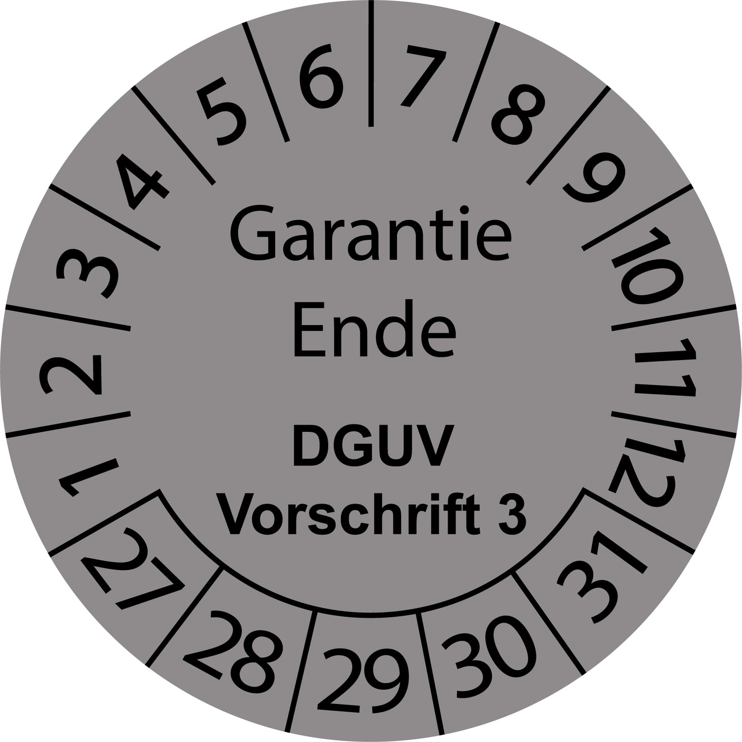 Mehrjahresprüfetiketten, Garantie Ende, DGUV Vorschrift 3, Startjahr: 2027 aus Papier oder Plastik