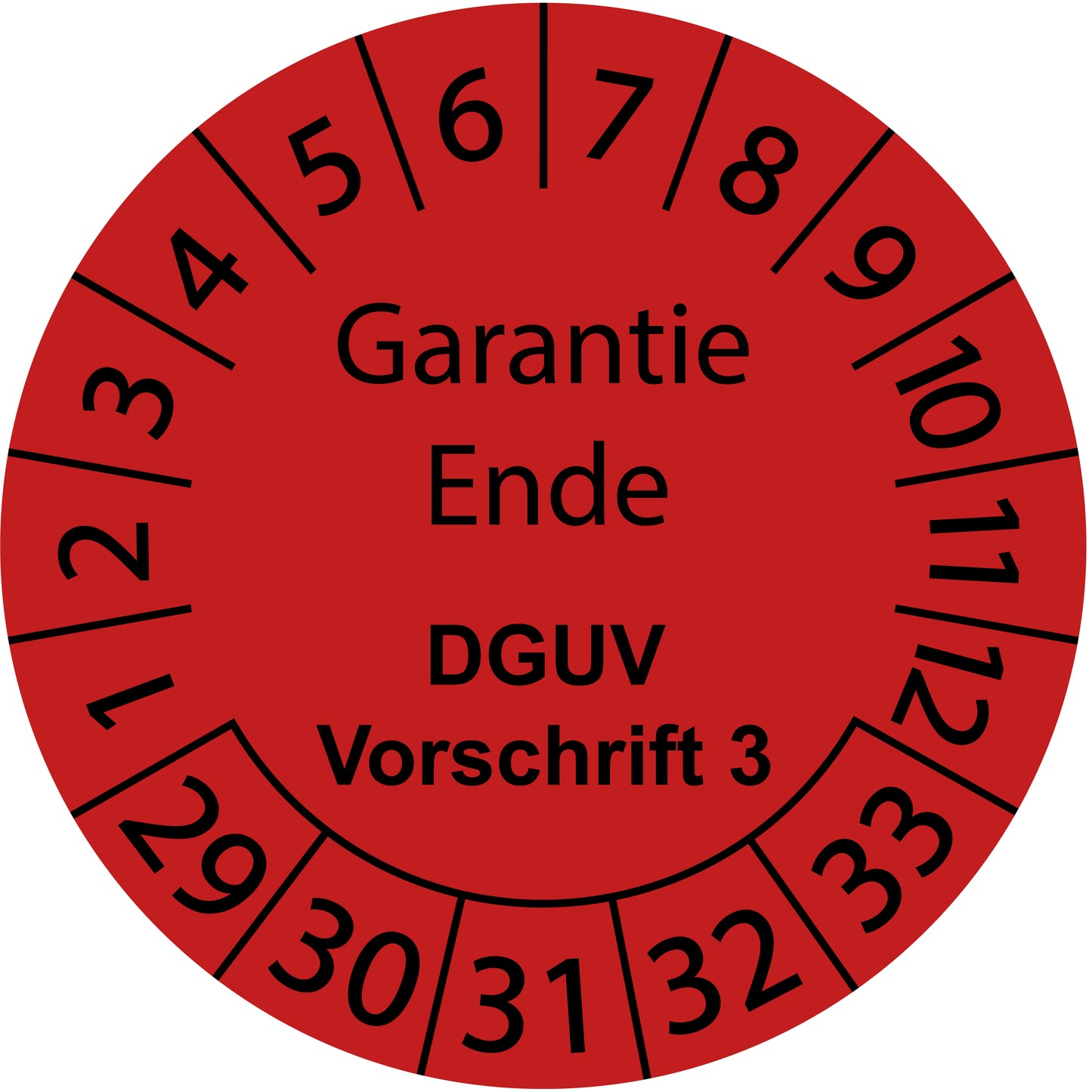 Mehrjahresprüfetiketten, Garantie Ende, DGUV Vorschrift 3, Startjahr: 2029 aus Papier oder Plastik