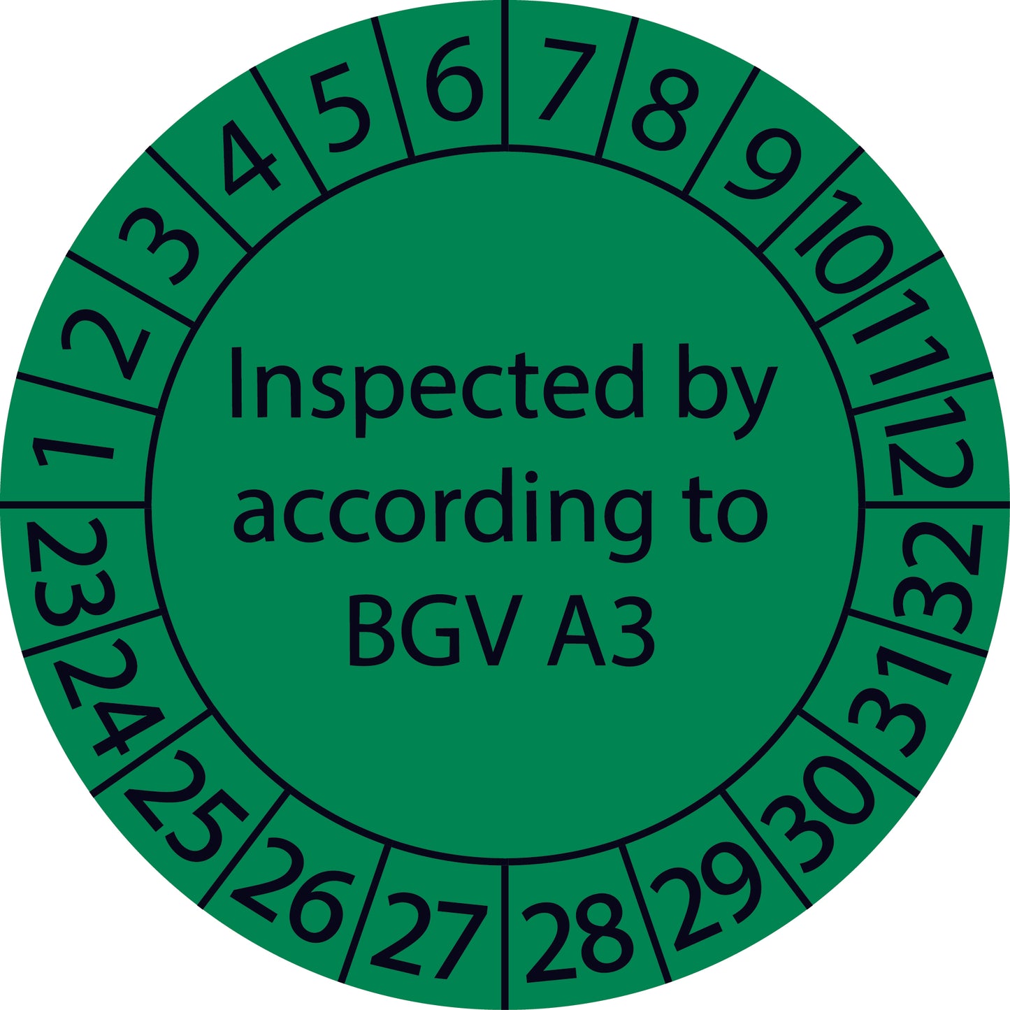 Mehrjahresprüfetiketten, Inspected according to BGV A3, Startjahr: 2023 aus Papier oder Plastik