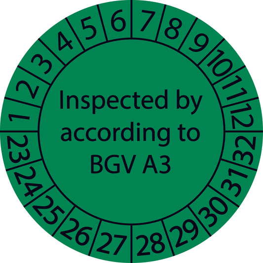 Mehrjahresprüfetiketten, Inspected according to BGV A3, Startjahr: 2023 aus Papier oder Plastik