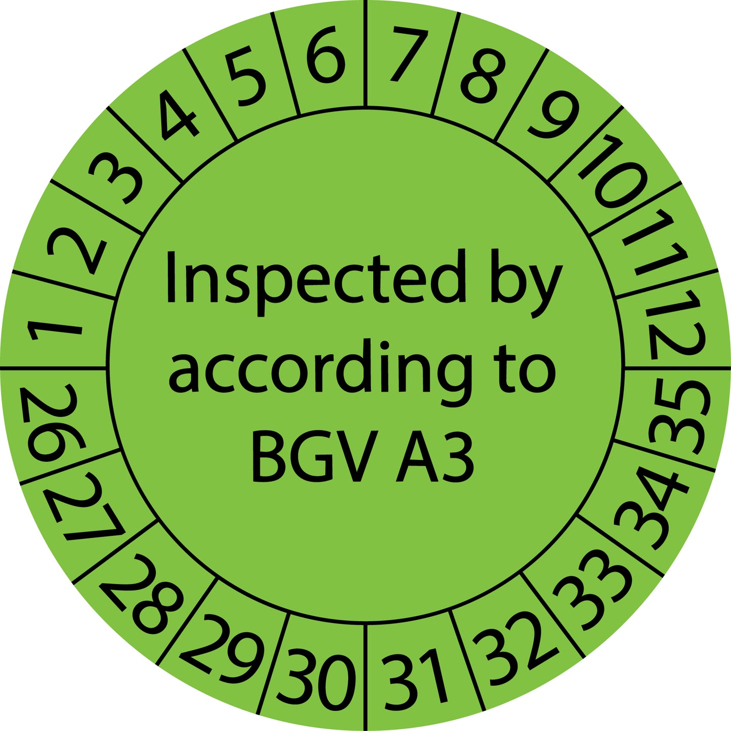 Mehrjahresprüfetiketten, Inspected by according to BGV A3, Startjahr: 2026 aus Papier oder Plastik