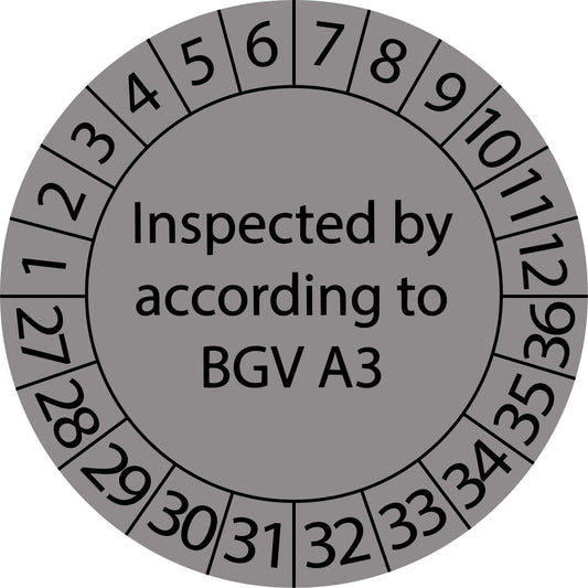 Mehrjahresprüfetiketten, Inspected by according to BGV A3, Startjahr: 2027 aus Papier oder Plastik
