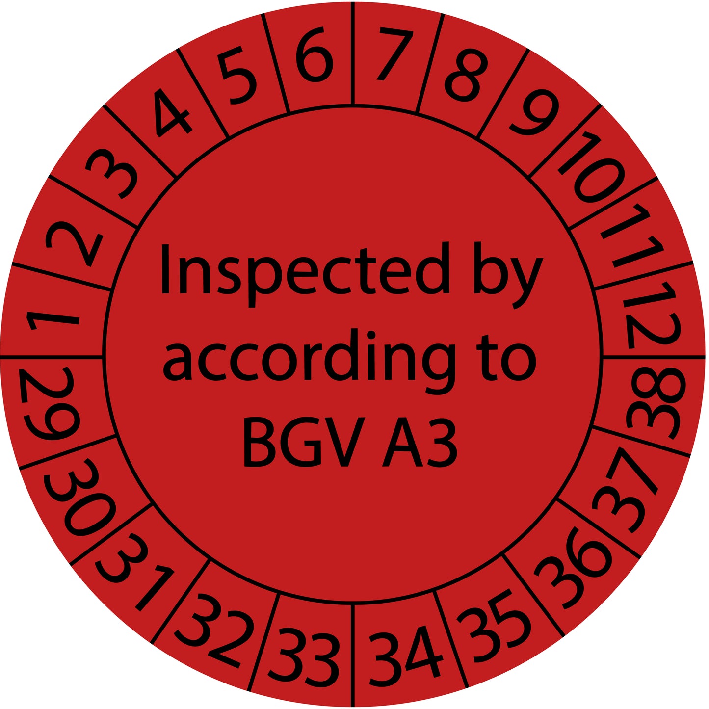 Mehrjahresprüfetiketten, Inspected by according to BGV A3, Startjahr: 2029 aus Papier oder Plastik