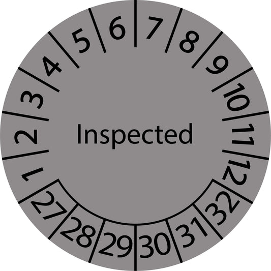 Mehrjahresprüfetiketten, Inspected, Startjahr: 2027 aus Papier oder Plastik