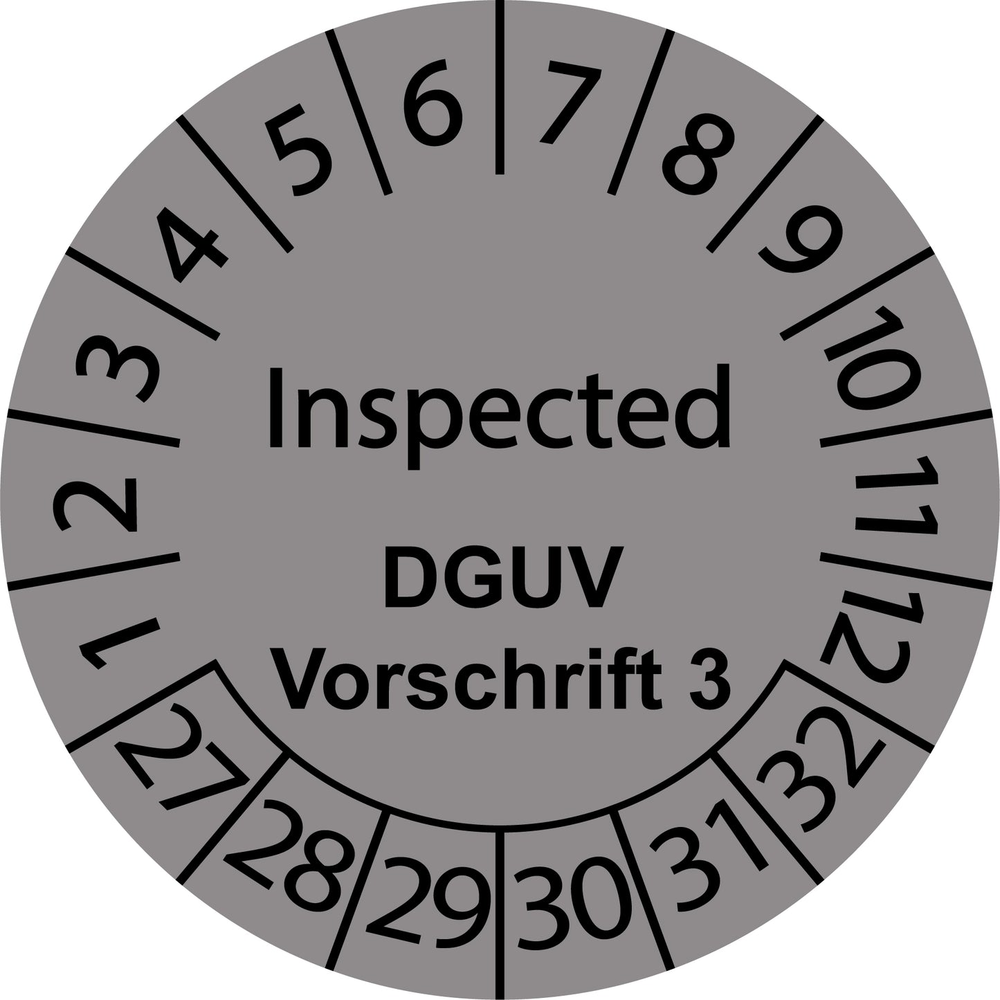 Mehrjahresprüfetiketten, Inspected, DGUV Vorschrift 3, Startjahr: 2027 aus Papier oder Plastik