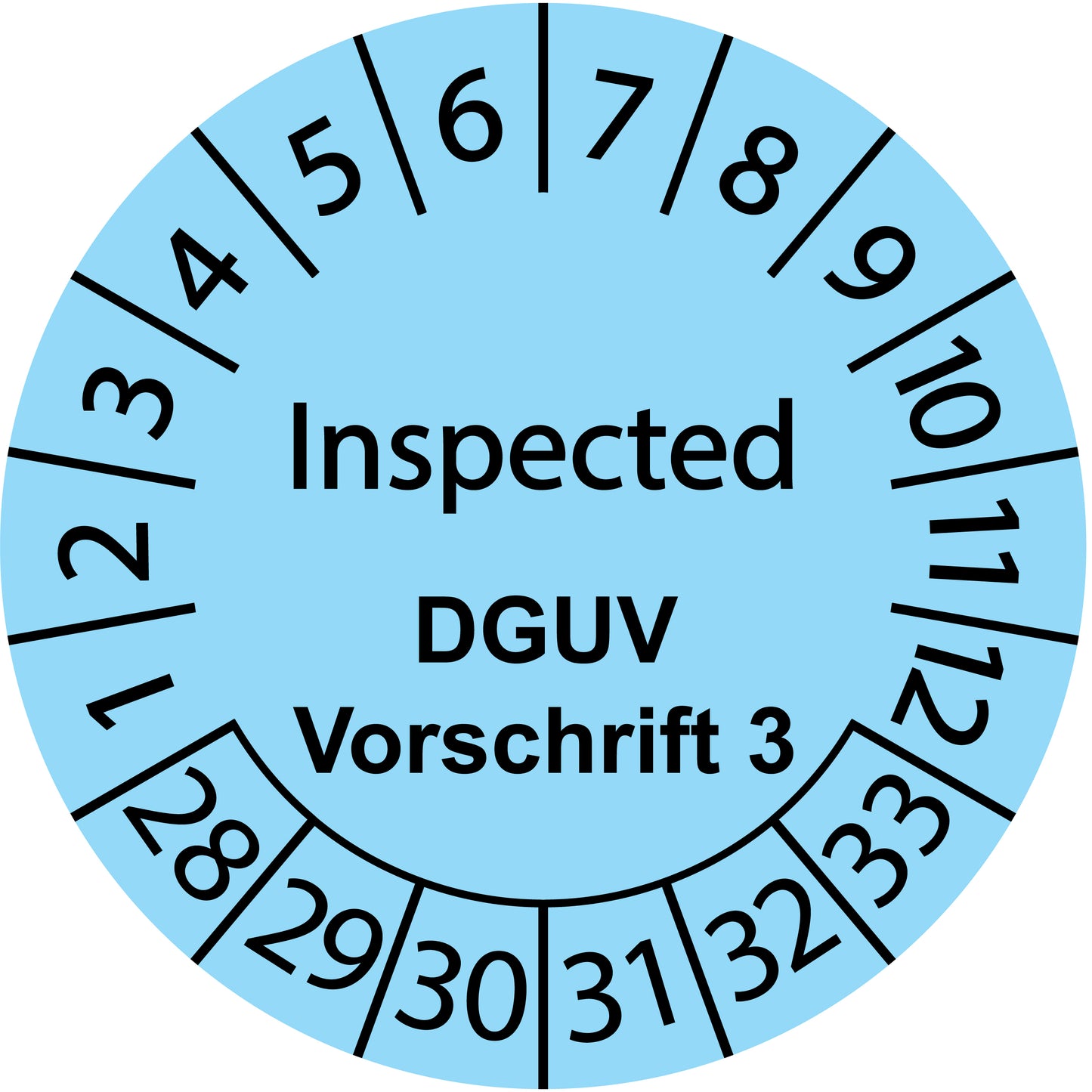 Mehrjahresprüfetiketten, Inspected, DGUV Vorschrift 3, Startjahr: 2028 aus Papier oder Plastik