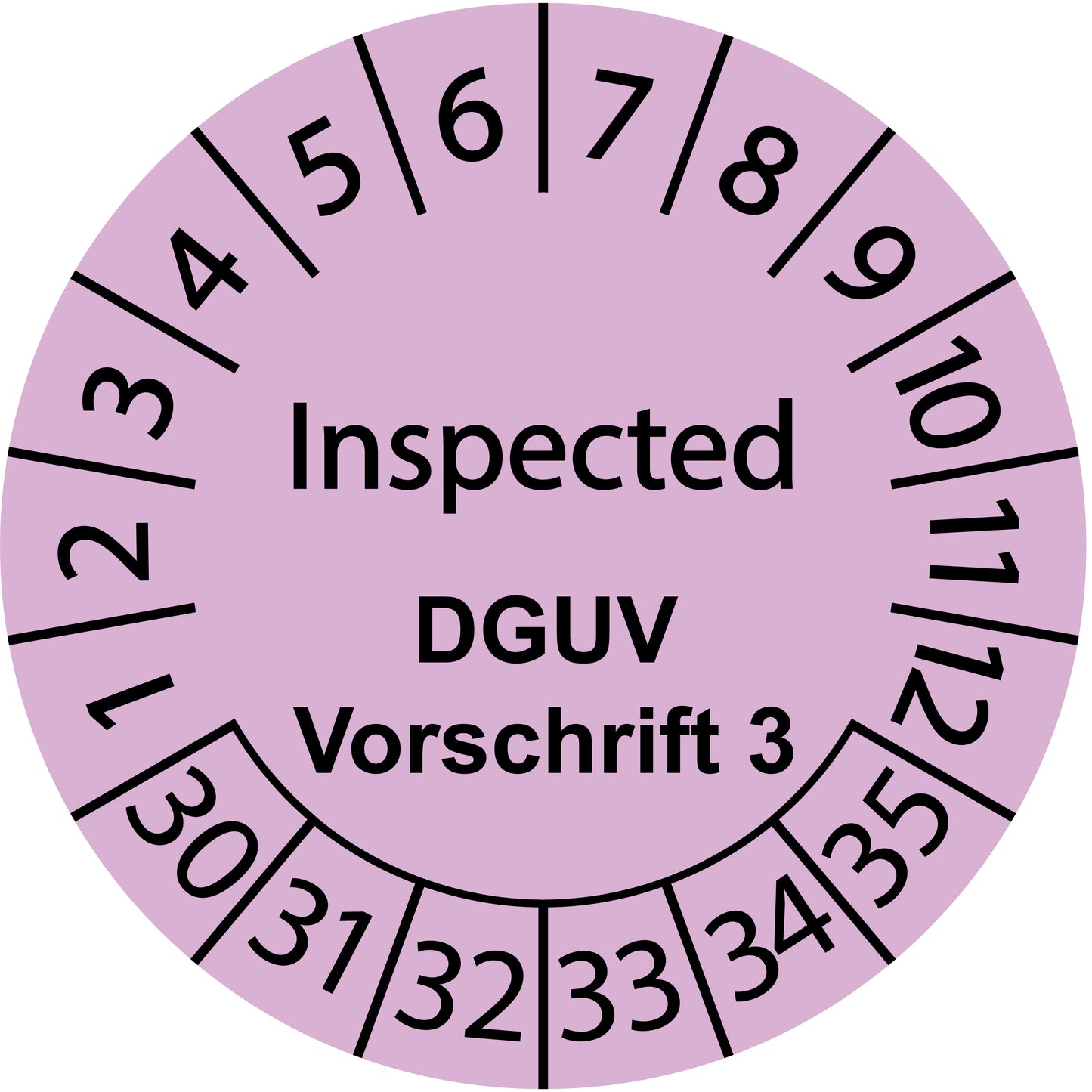 Mehrjahresprüfetiketten, Inspected, DGUV Vorschrift 3, Startjahr: 2030 aus Papier oder Plastik