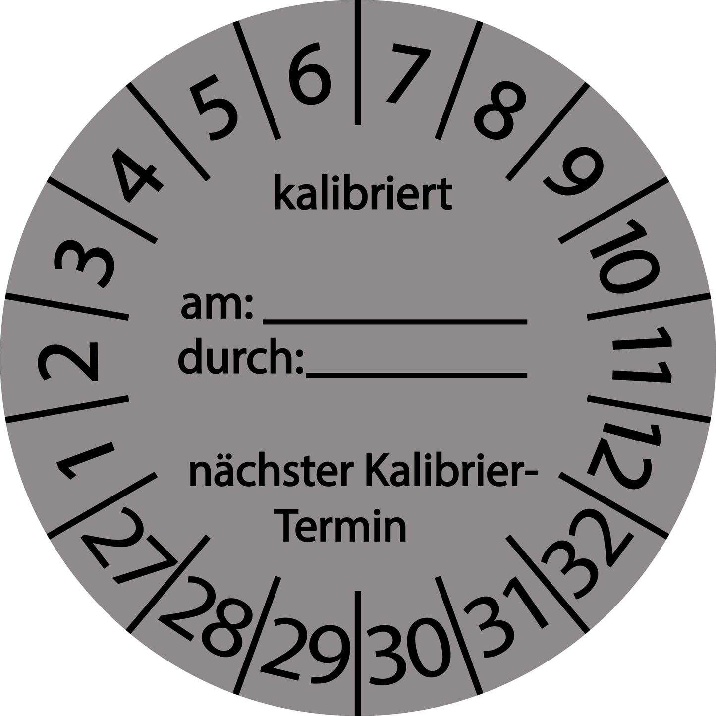 Mehrjahresprüfetiketten, Kalibriert am..., durch..., nächster Termin, Startjahr: 2027 aus Papier oder Plastik