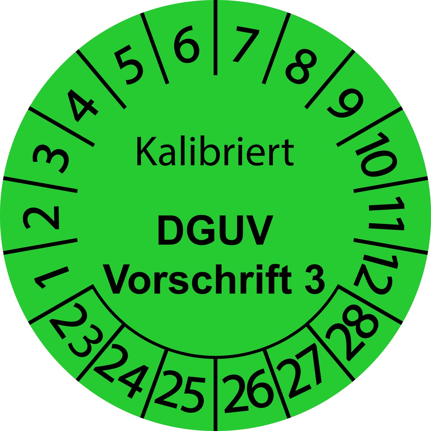 Mehrjahresprüfetiketten, Kalibriert, DGUV Vorschrift 3, Startjahr: 2023 aus Papier oder Plastik