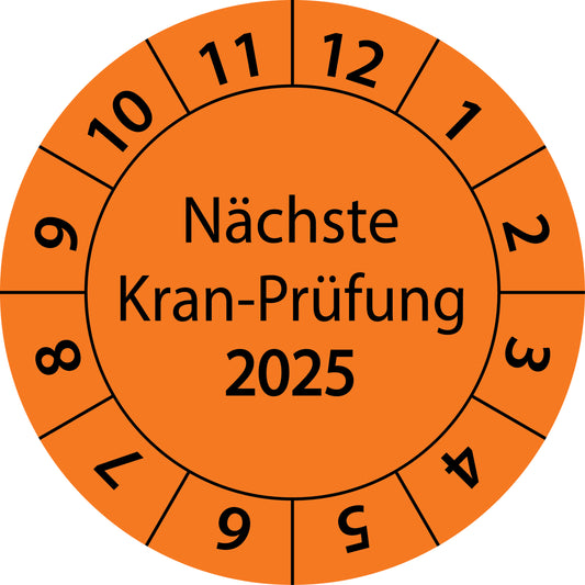 Mehrjahresprüfetiketten, Nächste Kran-Prüfung, Startjahr: 2025 aus Papier oder Plastik