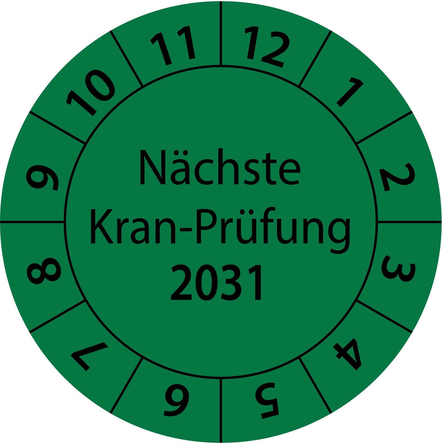 Einjahresprüfetiketten, Nächste Kran-Prüfung, Startjahr: 2031 aus Papier oder Plastik
