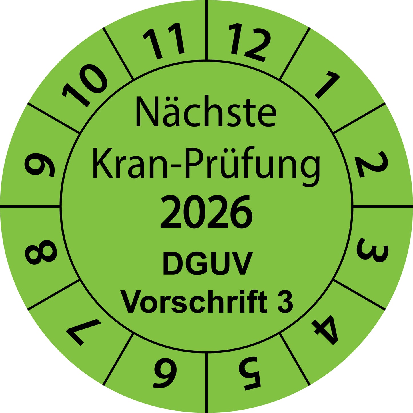 Einjahresprüfetiketten, Nächste Kran-Prüfung, DGUV Vorschrift 3, Startjahr: 2026 aus Papier oder Plastik