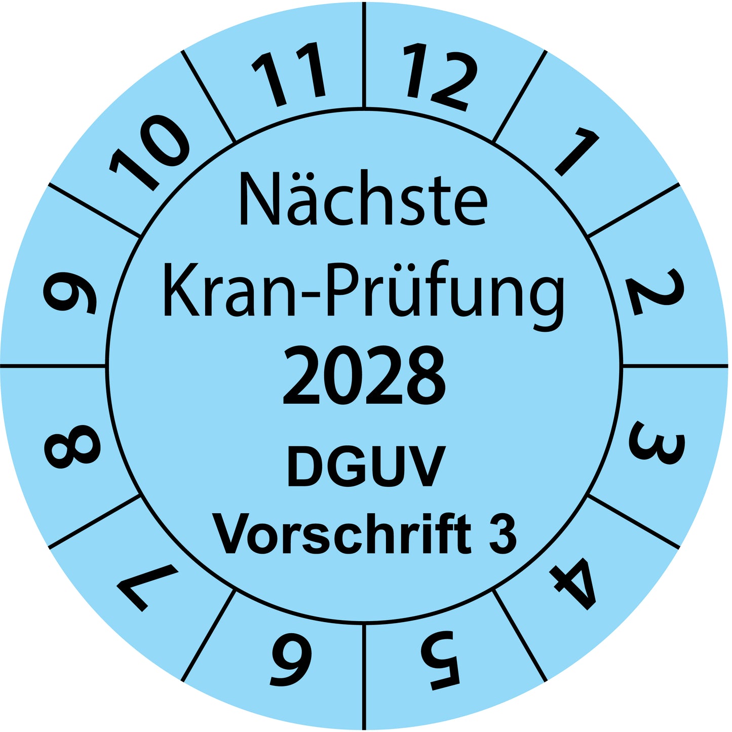 Einjahresprüfetiketten, Nächste Kran-Prüfung, DGUV Vorschrift 3, Startjahr: 2028 aus Papier oder Plastik