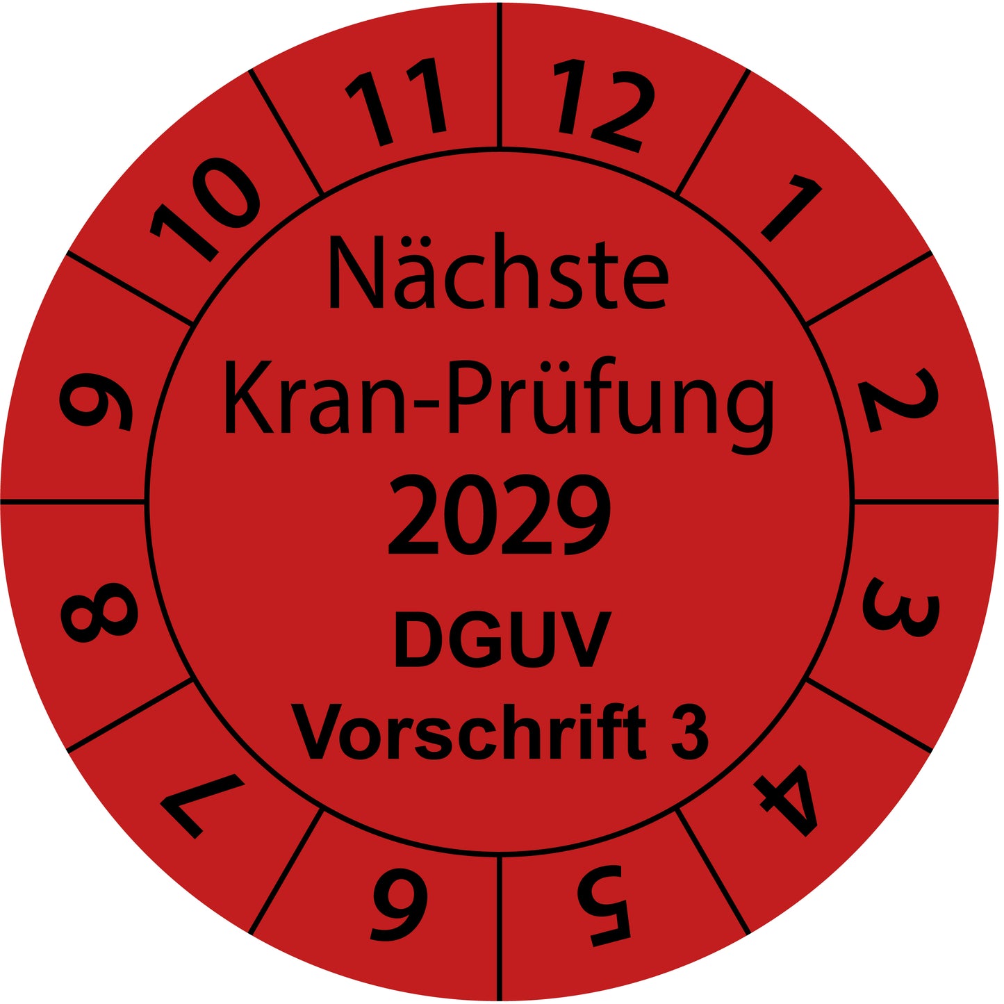 Einjahresprüfetiketten, Nächste Kran-Prüfung, DGUV Vorschrift 3, Startjahr: 2029 aus Papier oder Plastik