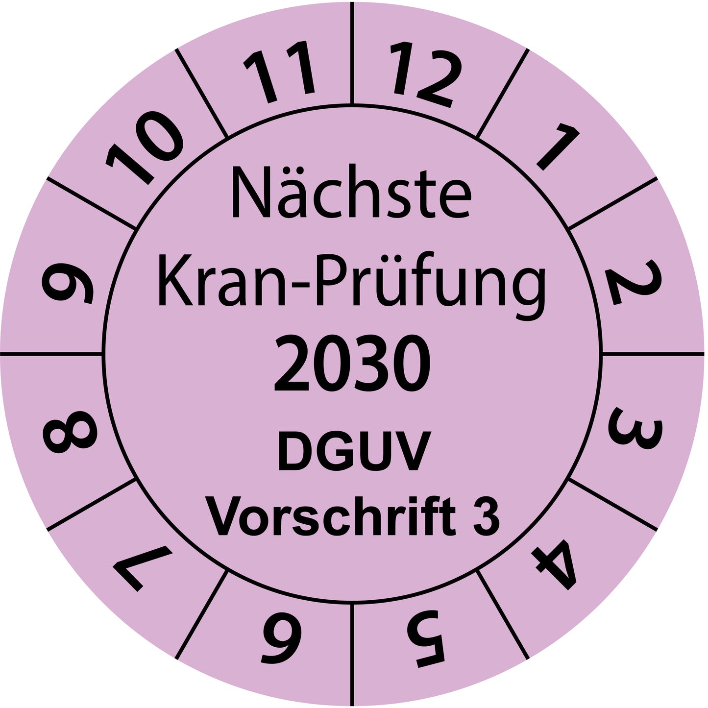 Einjahresprüfetiketten, Nächste Kran-Prüfung, DGUV Vorschrift 3, Startjahr: 2030 aus Papier oder Plastik