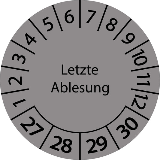 Mehrjahresprüfetiketten, Letzte Ablesung, Startjahr: 2027 aus Papier oder Plastik