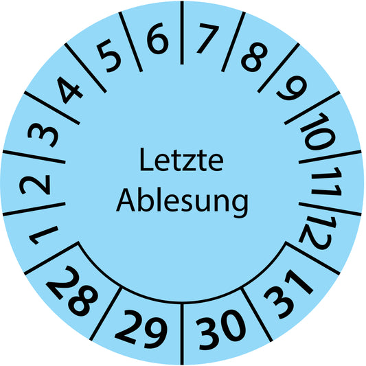 Mehrjahresprüfetiketten, Letzte Ablesung, Startjahr: 2028 aus Papier oder Plastik